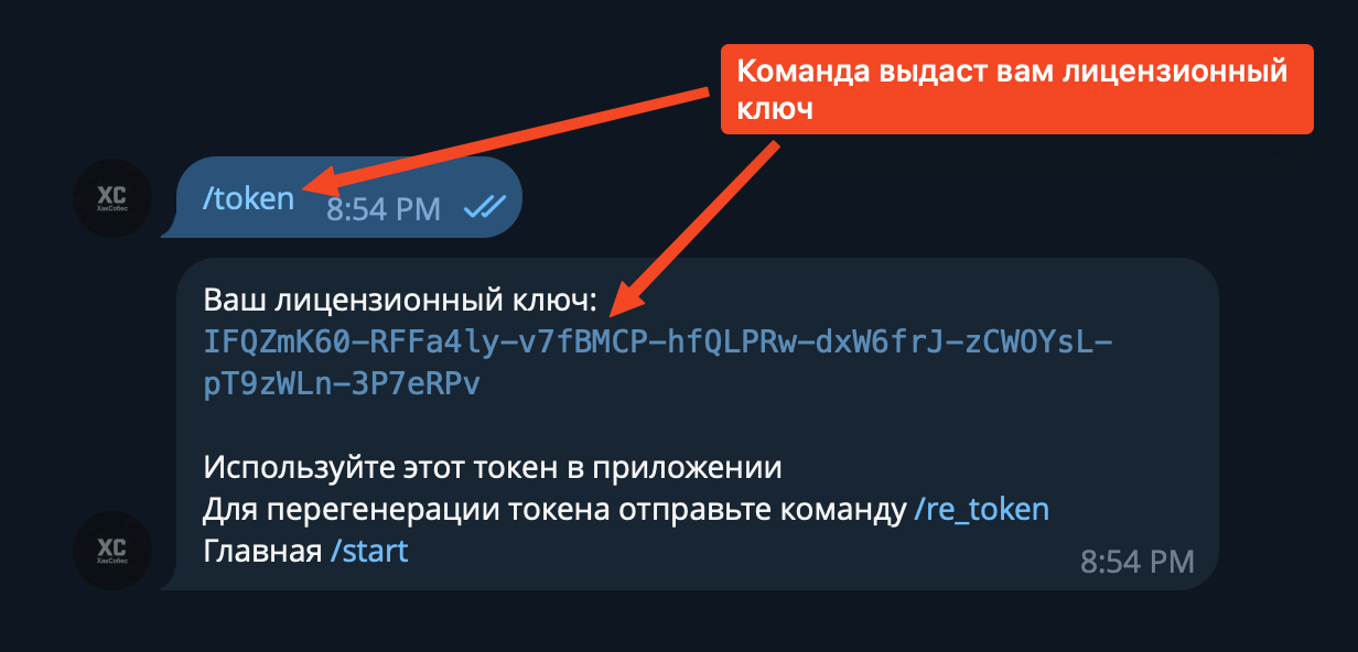 Получение персонального токена в боте ХакСобес